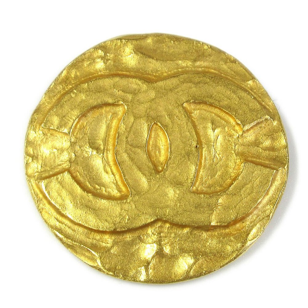 Authentic CHANEL CC Medallion Motif Brooch Pin Corsage Gold-Tone 94P Vintage